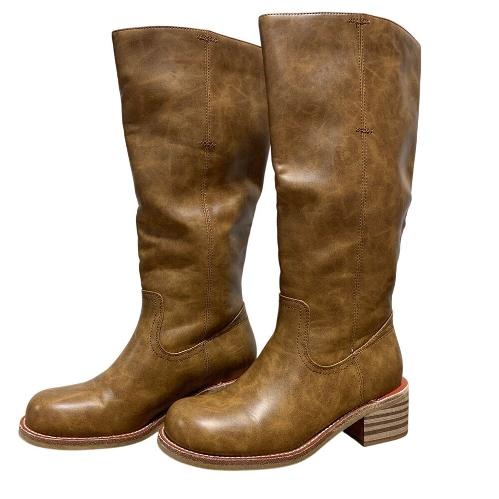 Vbdb Womens Size 6.5 Brown 2" Heel Knee High Boots Closed Round Toe Shoes